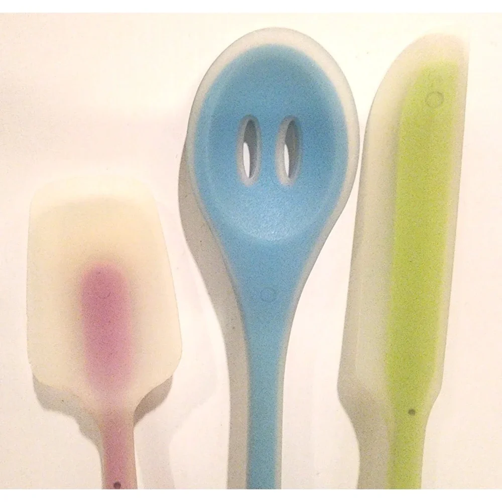 Prepology 3 piece set silicone covered cooking utensils  spatula  slotted spoon